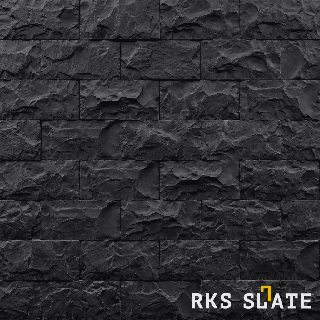 Фасадный колотый камень RKS SLATE Belgian Black Rock (Скала) для уличного барбекю комплекса