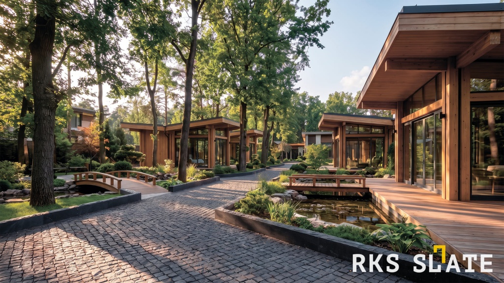 Брусчатка RKS Slate Belgian Black 100x100 мм и бордюр из камня Belgian Black