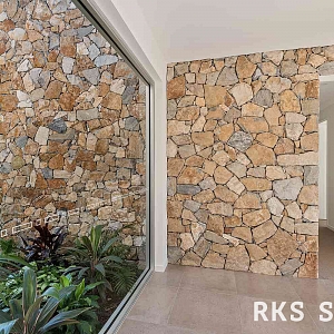 Облицовочный натуральный камень для фасада RKS SLATE Beige Grey Quartz Loose