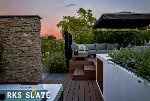 3D панели из кварцита Sesame Yellow Country Террасная доска ДПК Bamberg, African Bubinga