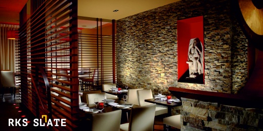 3D панели RKS SLATE Сланец Multicolor Classic в интерьере кафе