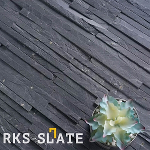 Облицовочный камень натуральный для фасада 3D мозаика из камня RKS SLATE Сланец Black Pencil