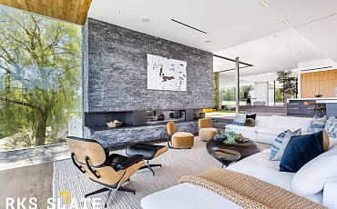 Отделка камина камнем 3D панелями RKS SLATE Мрамор Woody Grey Classic