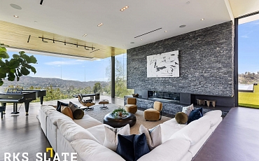 Отделка камина камнем 3D панелями RKS SLATE Мрамор Woody Grey Classic