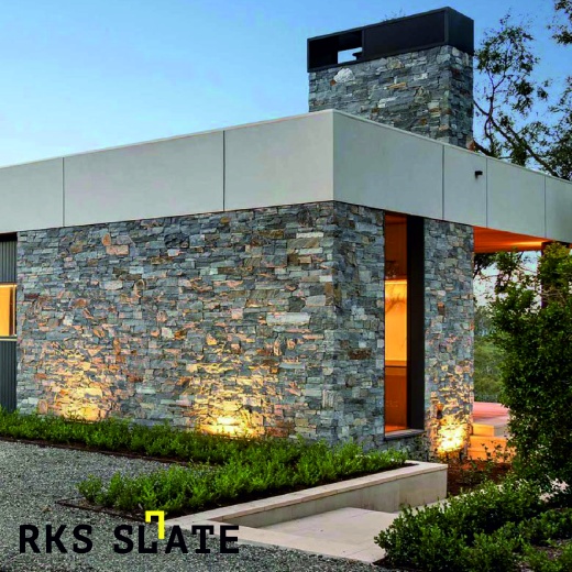 Облицовка фасада 3D панели RKS SLATE кварцитом Nordic Blend Country