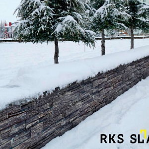 Камень для цоколя дома натуральный 3D панели RKS SLATE Кварцит Black Quartz Country