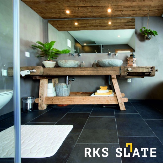 Напольная плитка из камня Сланец RKS SLATE Brazil Black Natural