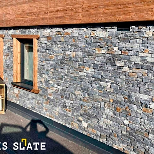 Фасадный натуральный камень для наружной отделки дома RKS SLATE Кварцит Nordic Blend Country